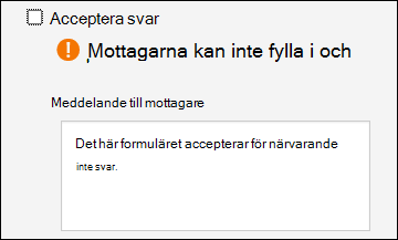 Inställningen för att samla in svar för formulär och test