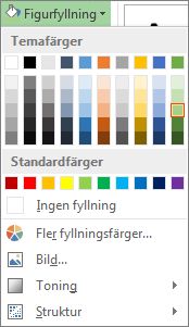 Meny för färgalternativ för figurfyllning