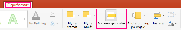 Visar fliken Figurformat i PowerPoint 2016 för Mac