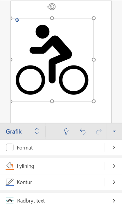 En vald SVG-bild som visar fliken Grafik i menyfliksområdet