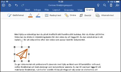 Word för iOS med redigeringsfliken Grafik