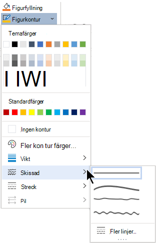 Skissalternativen på menyn Kontur.