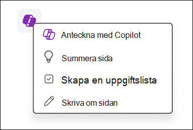Komma åt Copilot-funktionen på arbetsytan i OneNote