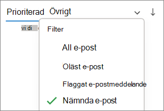 Filtrera efter nämnd e-post i Outlook för Windows