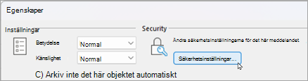 Välj Säkerhetsinställningar