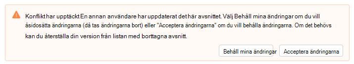Skärmbild som visar en konflikt Varning upptäckt i Outlook-nyhetsbrev