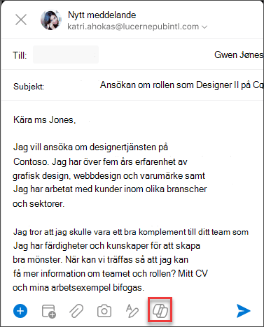 Copilot-ikon på skrivmenyn för iOS