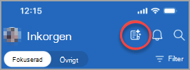Visar ikonen till vänster om meddelandeklockan, som visar e-postmeddelanden med hög prioritet och e-postmeddelanden som behöver ett svar.