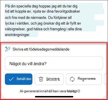 En del text från e-postutkastet efter noggrant övervägande med Copilot i iOS och Android