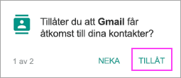 Tillåt kontakter