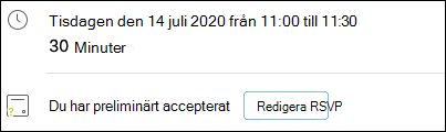 Redigera RSVP från händelsen.