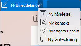 Listrutan Ny plats för händelsen.