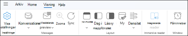 Fliken Visa i nya Outlook för Windows