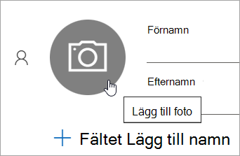 Skärmbild som visar alternativ för att lägga till ett foto för en kontakt
