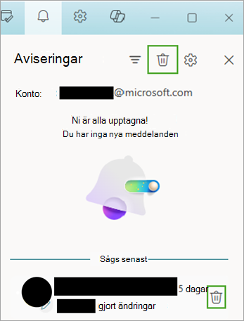 Använd meddelandeikonen och välj sedan Ta bort för att flytta meddelanden