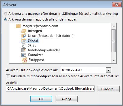 Dialogrutan Arkivera