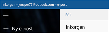 Hur menyfliksområdet ser ut när du har e-postprogrammet för Windows 10.