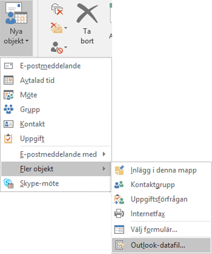 Skapa en ny Outlook-datafil
