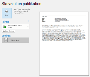Förhandsgranskning av e-postmeddelande i Outlook