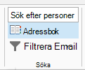 Adressboken finns på höger sida på fliken Start.