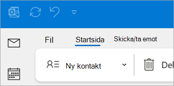 Skärmbild av Ny kontakt i menyfliksområdet i klassiska Outlook