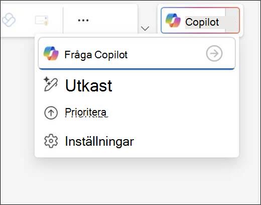 Copilot-menyn i Outlook.