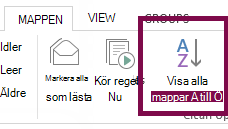 Ordna dina mappar i alfabetisk ordning genom att klicka på Visa alla mappar A till Ö.