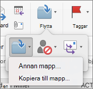 Flytta eller kopiera meddelanden mellan mappar
