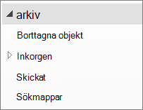 Expandera arkivfilen i navigeringsfönstret om du vill visa dess undermappar.