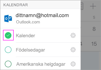 Kontrollera synkronisering av kalender