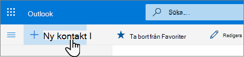 En skärmbild av knappen Ny kontakt