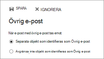 Alternativ för Övrig e-post