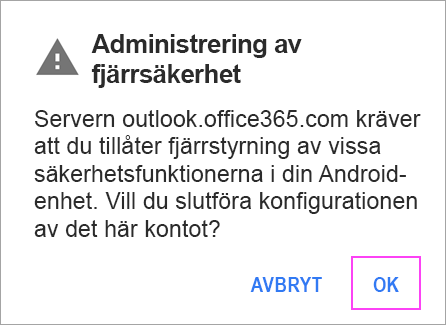 Klicka på OK på eventuella uppmaningar du får.