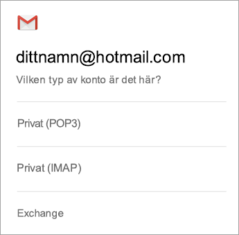 Välj Exchange
