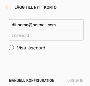 E-postadress och lösenord