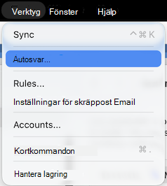 Verktyg-menyn Autosvar