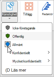 Menyn Känslighetsetiketter