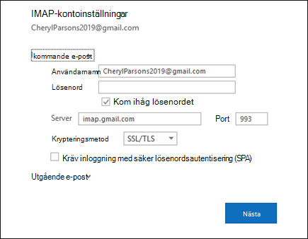 Välj Serverinställningar om du vill ändra användarnamn, lösenord och serverinställningar.
