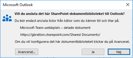 Anslut till ett SharePoint-dokumentbibliotek
