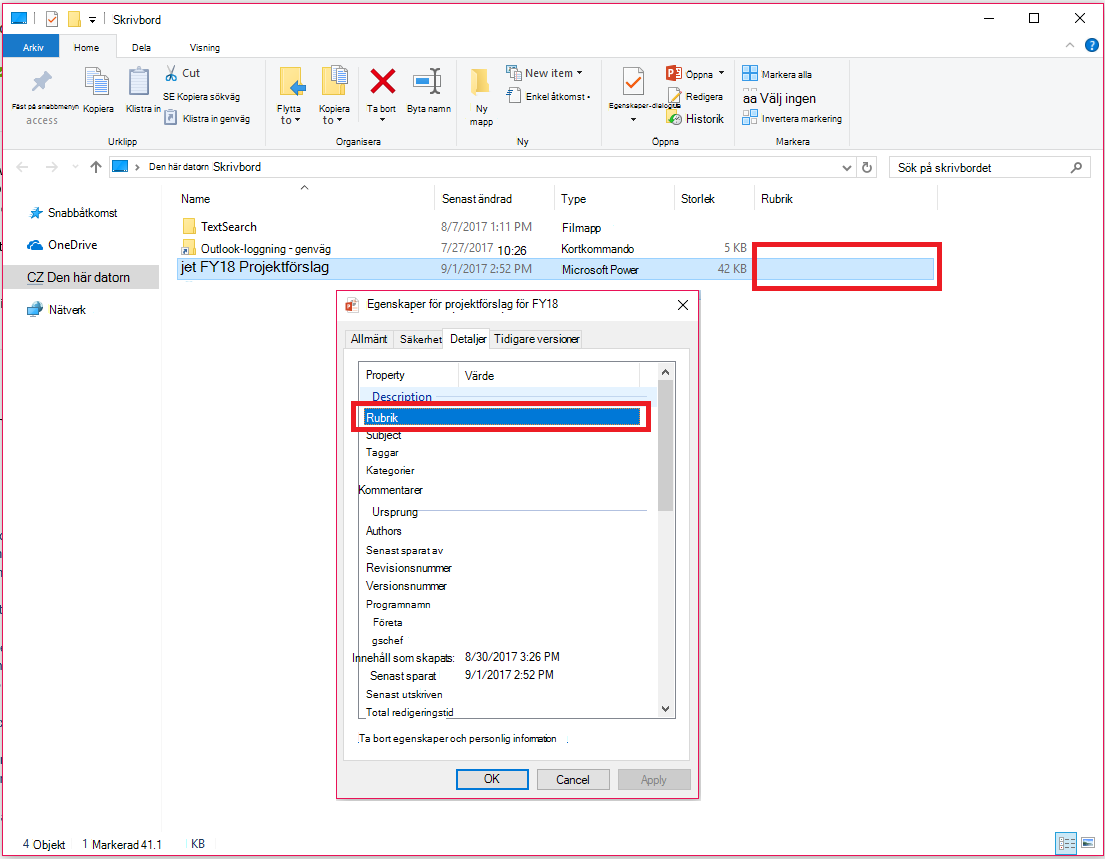Office-dokumentegenskaper i Windows UtforskarenSTATUS