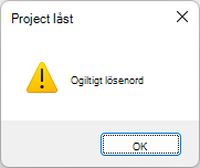 Skärmbild av felet Ogiltigt lösenord
