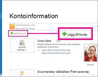 Lägg till konto i Backstage-vyn