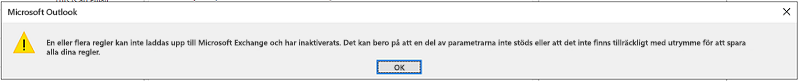 Dialogrutan fel vid uppladdning av regler