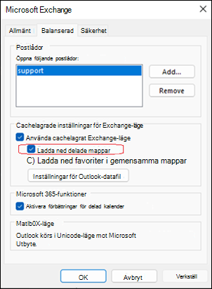 Problem med delade mappar i klassiska Outlook