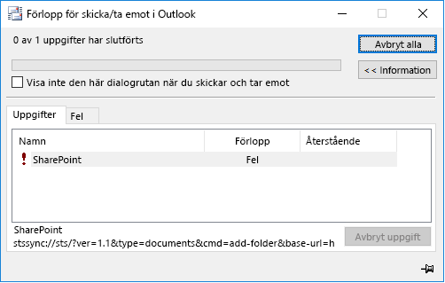 SharePoint stssync-fel