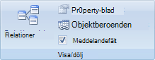 Bild av menyfliksområdet i Access