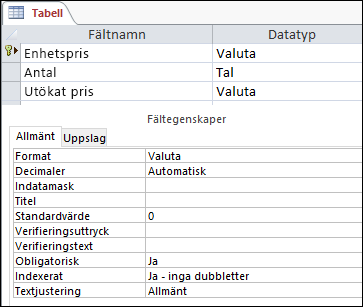 Fält i designvyn