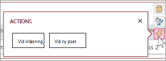 Dialogrutan Åtgärder i webbdatabladsvy