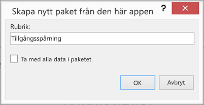 Dialogrutan Skapa nytt paket från det här programmet