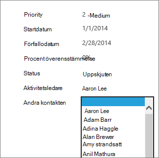 Kombinationsruta i en vy